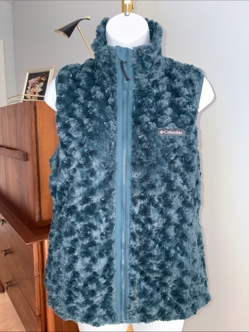 Columbia Teal Fuzzy Vest XS